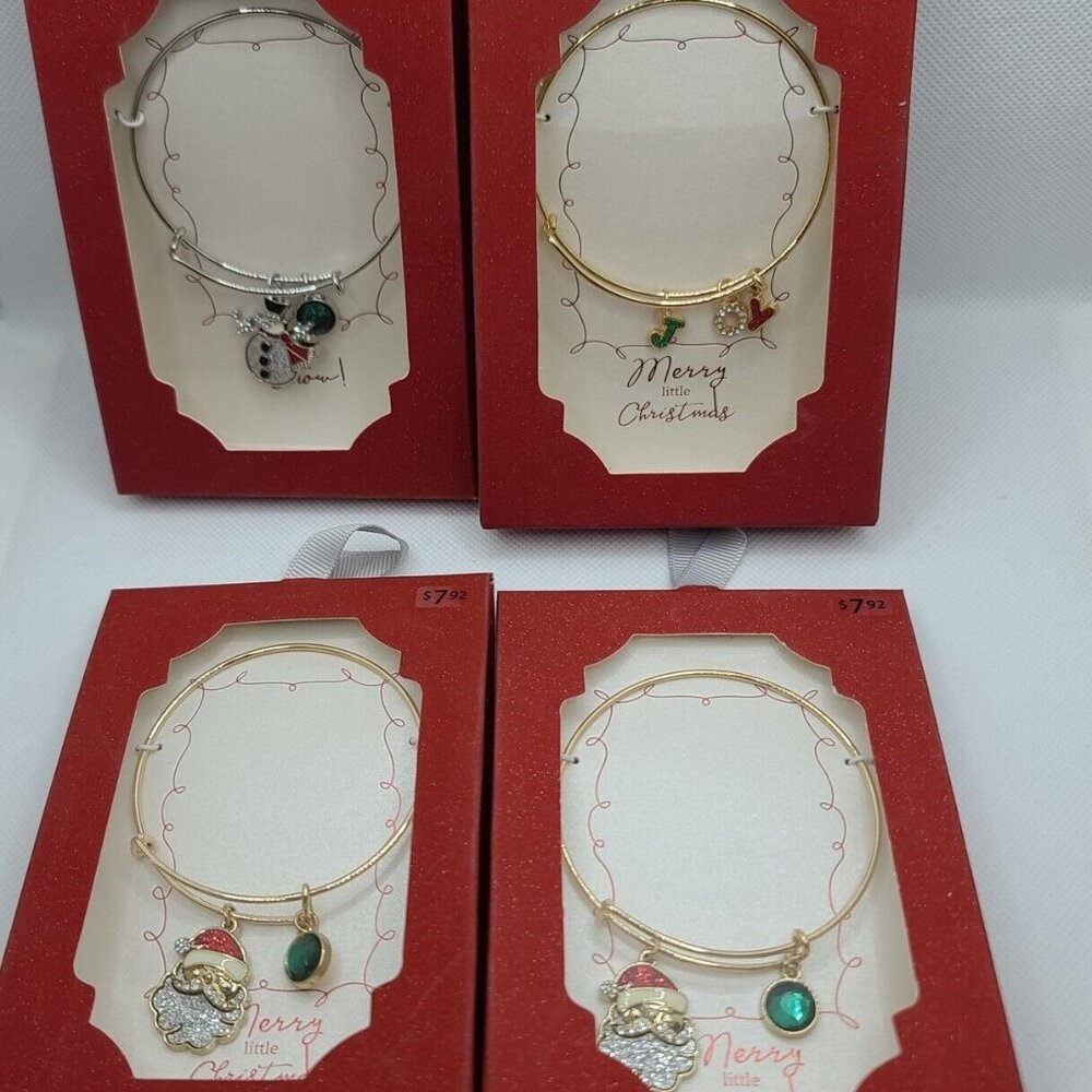 Holiday Time Christmas Fashion Jewelry Goldtone/Silvertone Bracelets Pins 12 Pcs - Picture 2 of 14